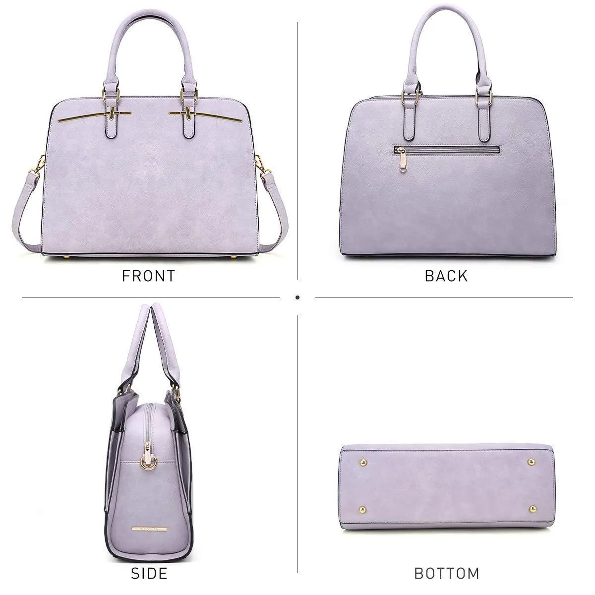 Two-Tone Vegan Leather Textured Handbag with Matching Wallet l Dasein