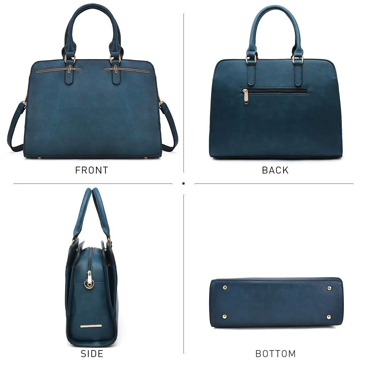 Two-Tone Vegan Leather Textured Handbag with Matching Wallet l Dasein