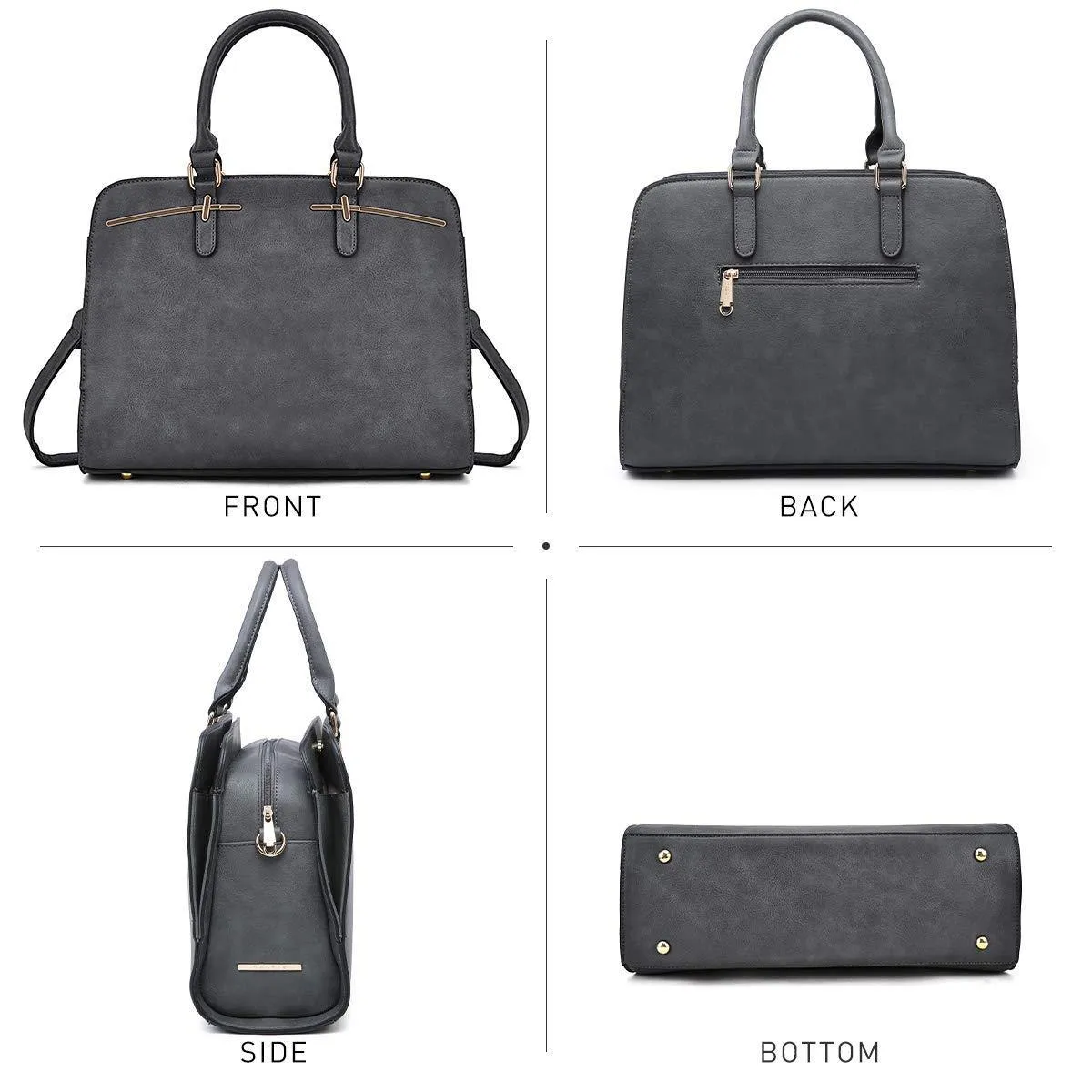 Two-Tone Vegan Leather Textured Handbag with Matching Wallet l Dasein