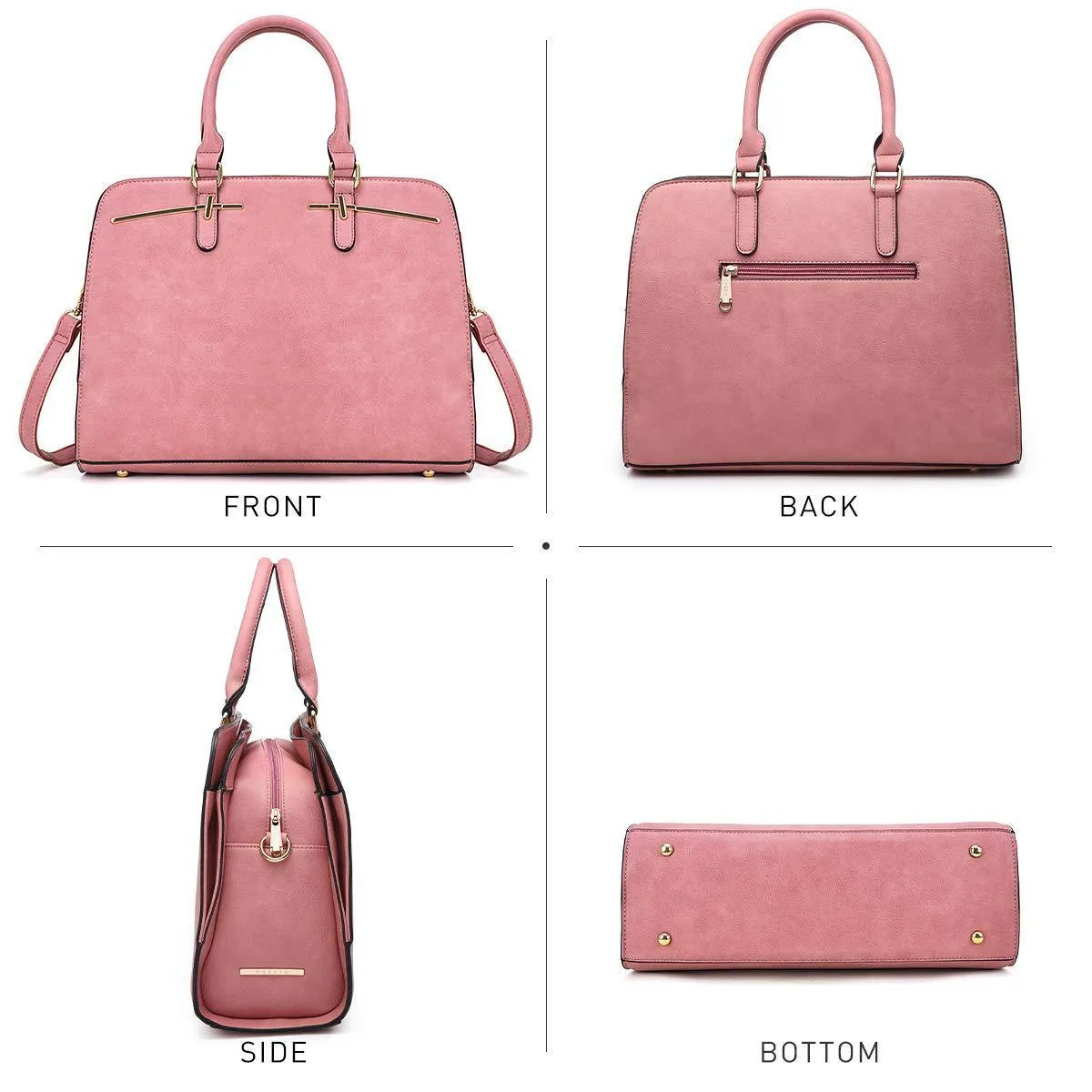 Two-Tone Vegan Leather Textured Handbag with Matching Wallet l Dasein
