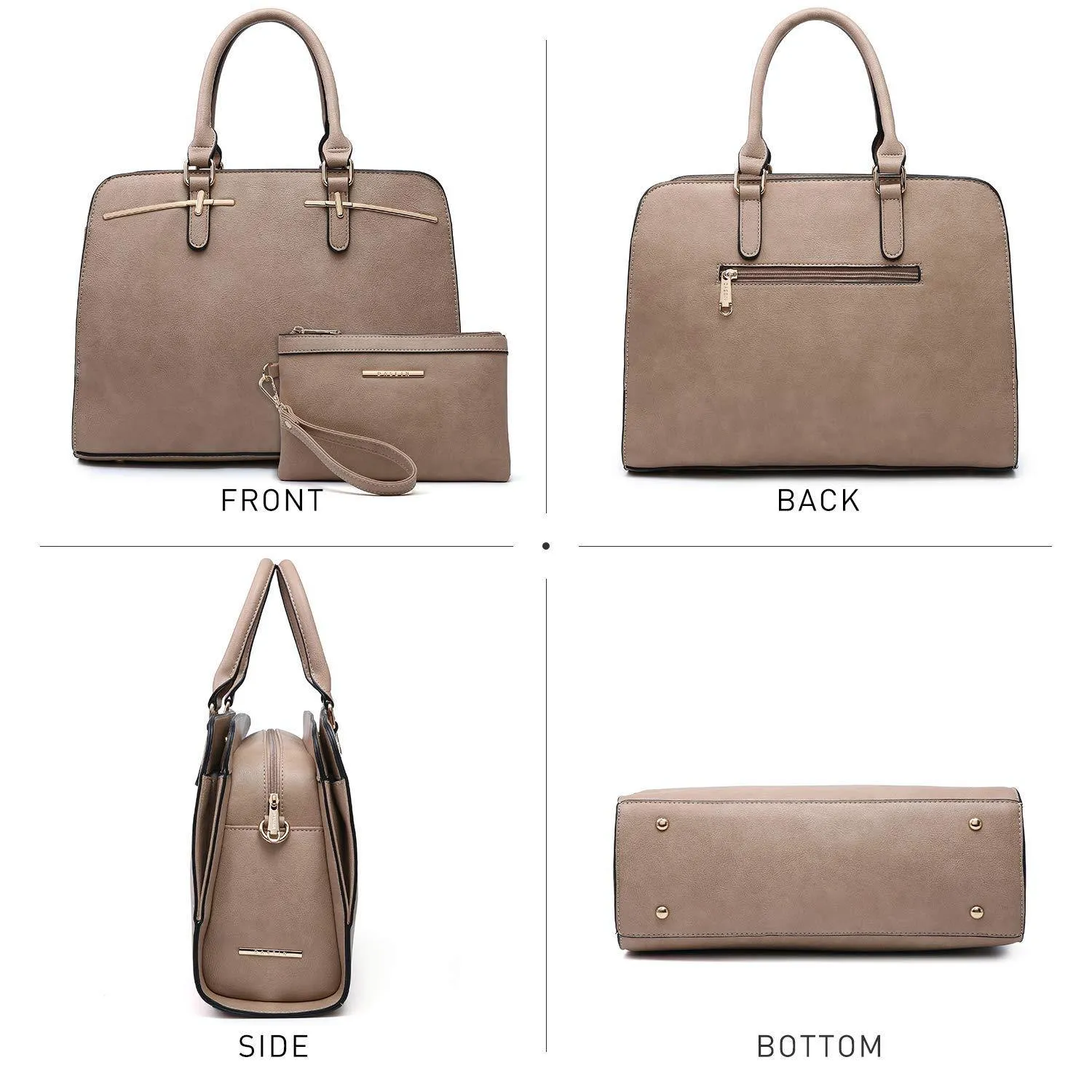 Two-Tone Vegan Leather Textured Handbag with Matching Wallet l Dasein