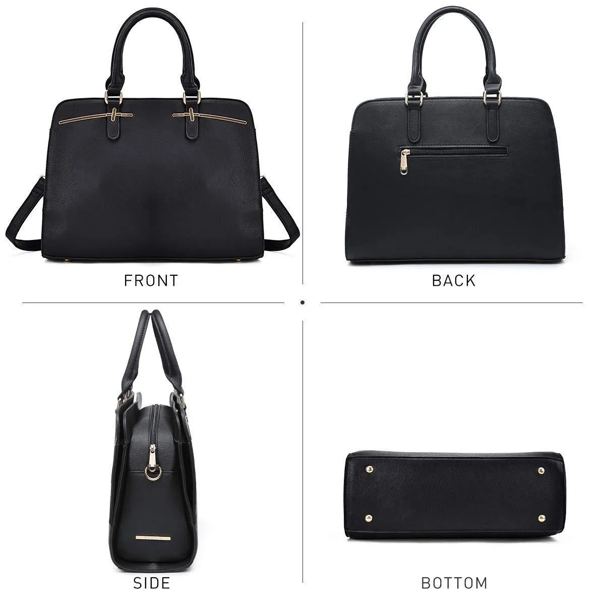 Two-Tone Vegan Leather Textured Handbag with Matching Wallet l Dasein