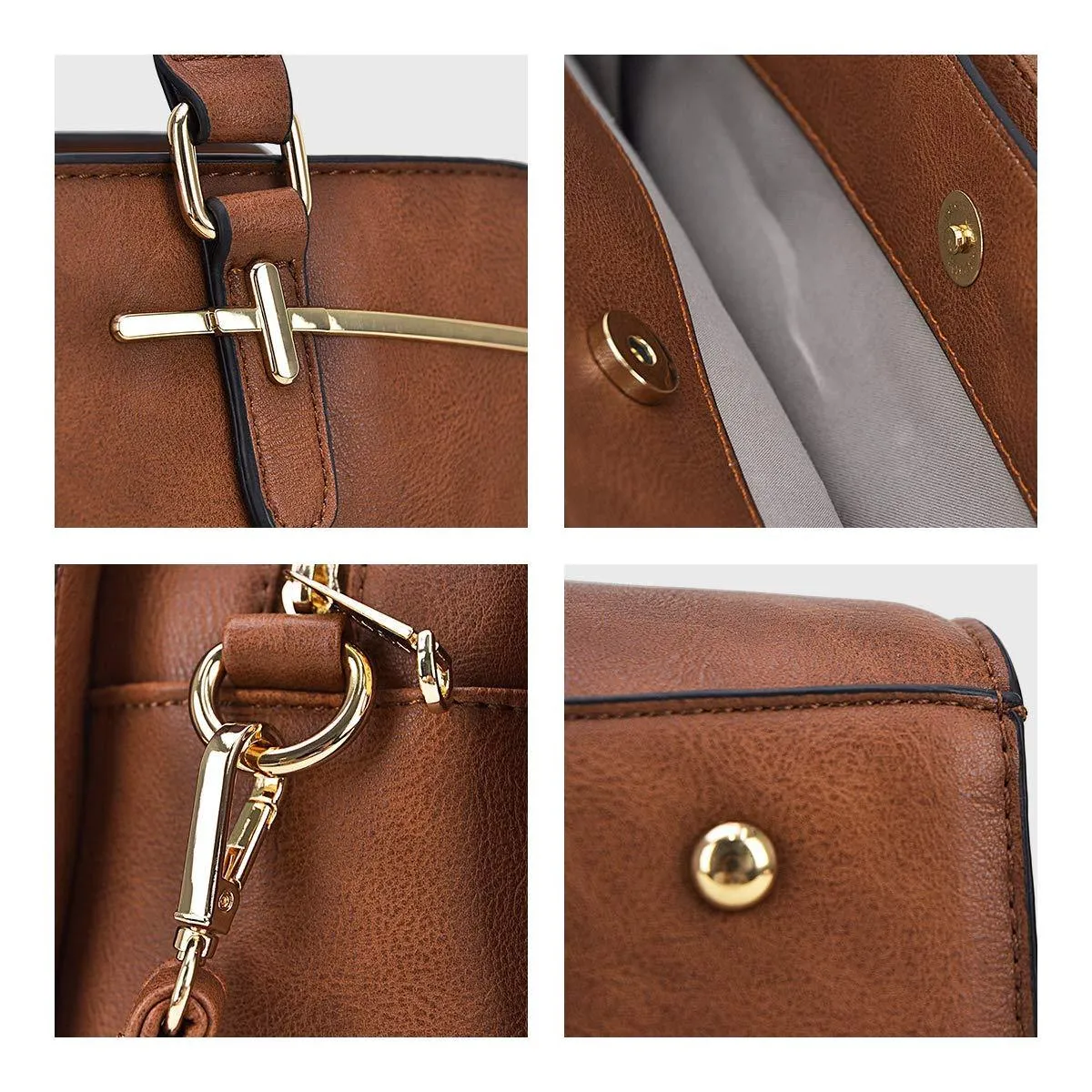 Two-Tone Vegan Leather Textured Handbag with Matching Wallet l Dasein