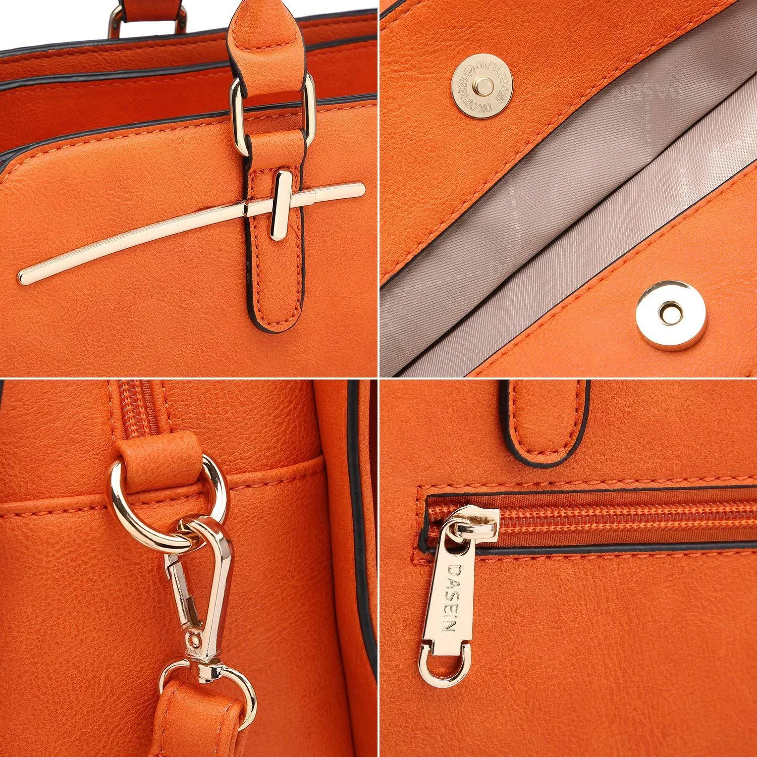 Two-Tone Vegan Leather Textured Handbag with Matching Wallet l Dasein