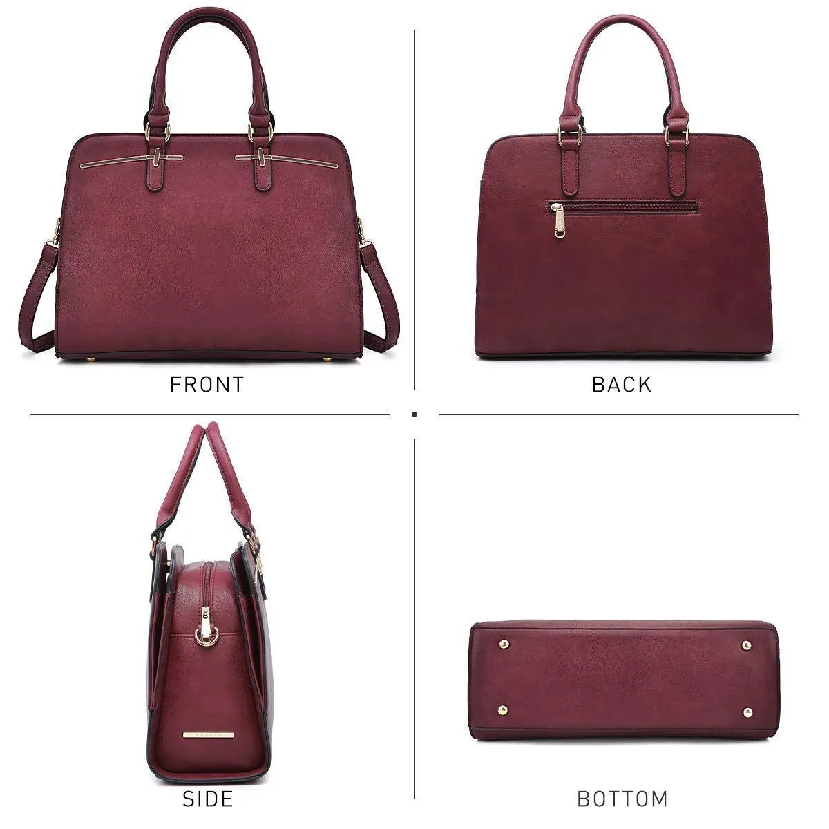 Two-Tone Vegan Leather Textured Handbag with Matching Wallet l Dasein