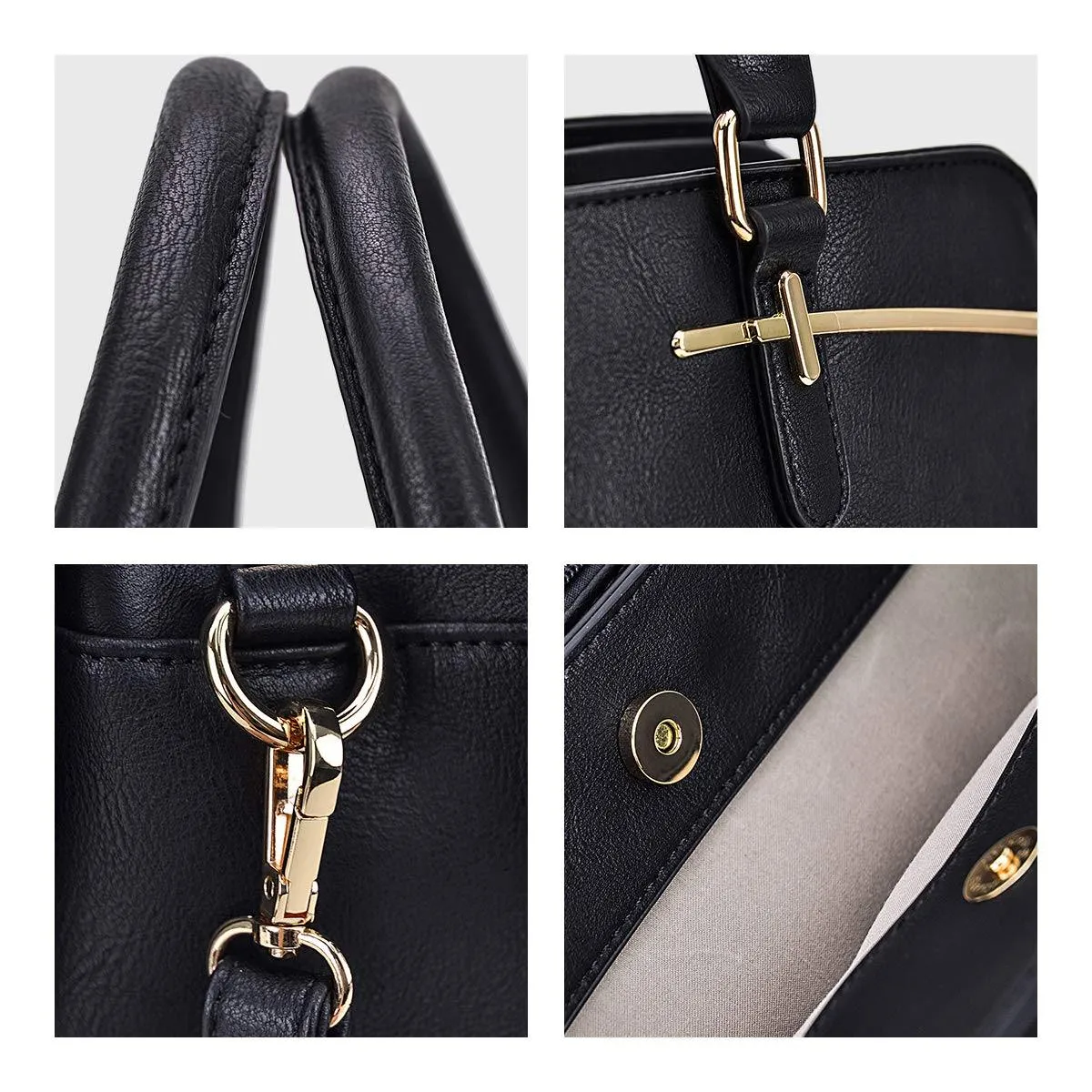 Two-Tone Vegan Leather Textured Handbag with Matching Wallet l Dasein