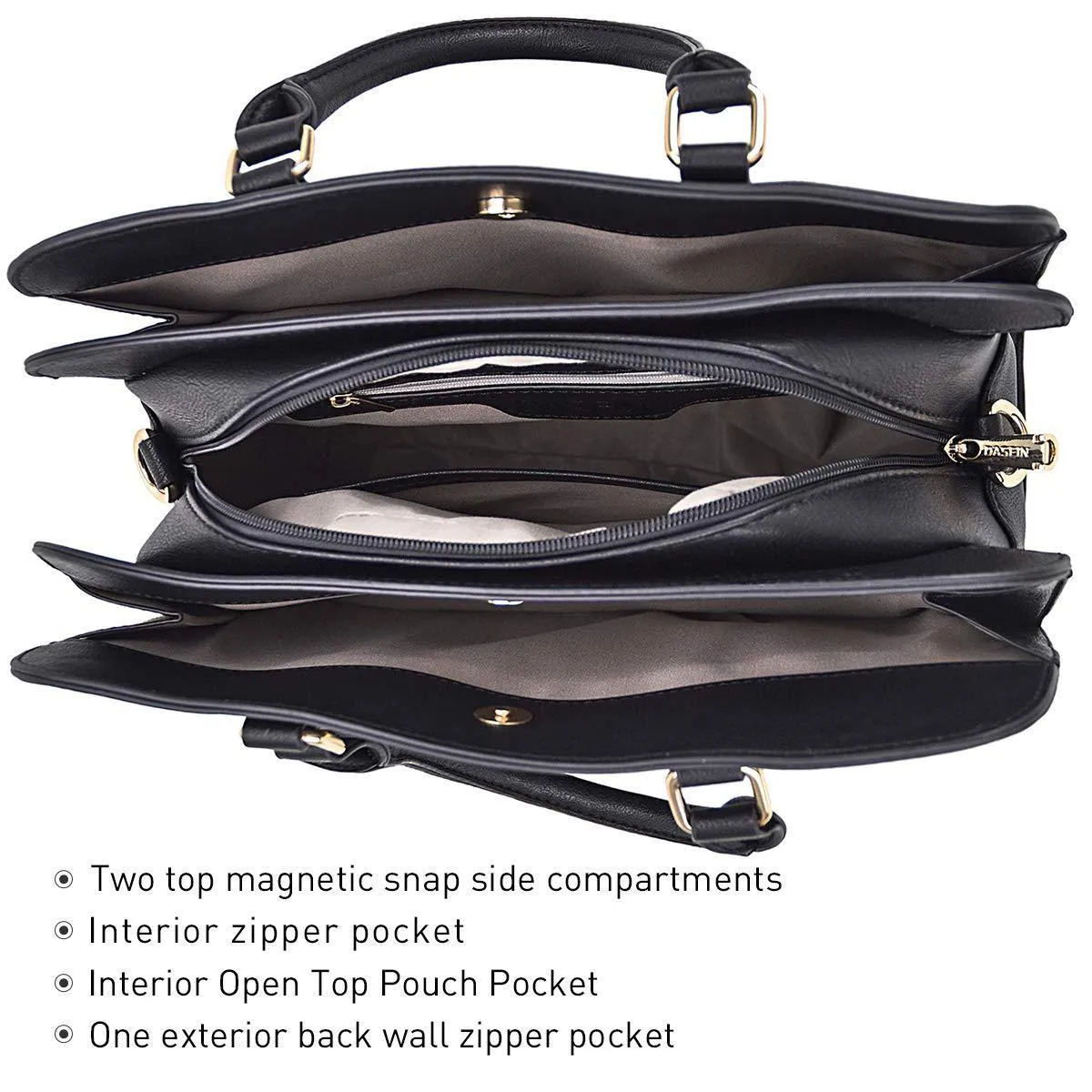 Two-Tone Vegan Leather Textured Handbag with Matching Wallet l Dasein