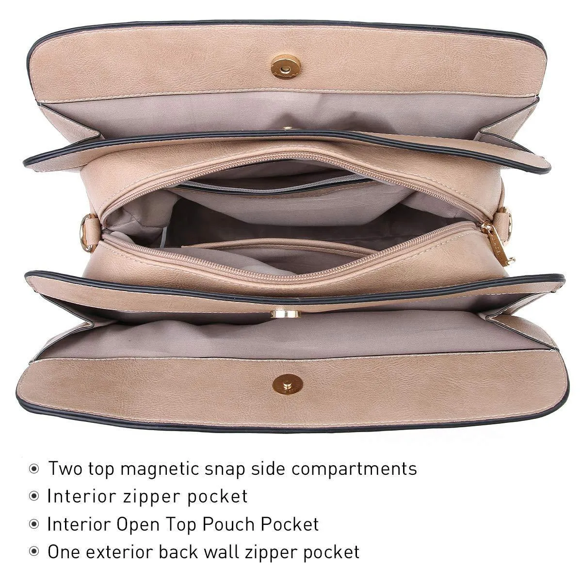 Two-Tone Vegan Leather Textured Handbag with Matching Wallet l Dasein