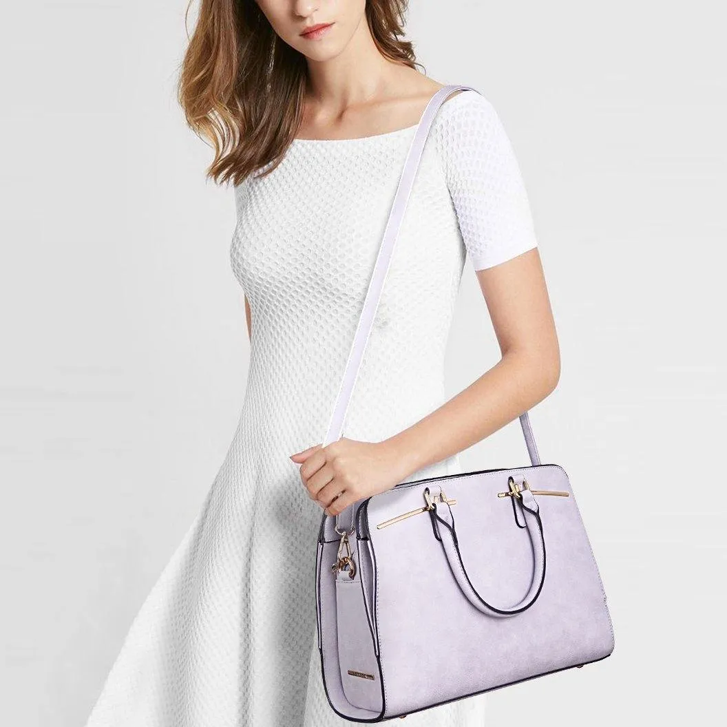 Two-Tone Vegan Leather Textured Handbag with Matching Wallet l Dasein