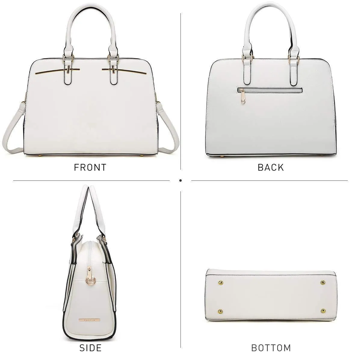 Two-Tone Vegan Leather Textured Handbag with Matching Wallet l Dasein