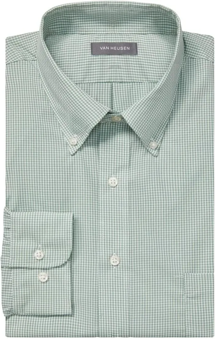 Van Heusen Men's Regular Fit Gingham Button Down Collar Dress Shirt - Amazon Exclusive