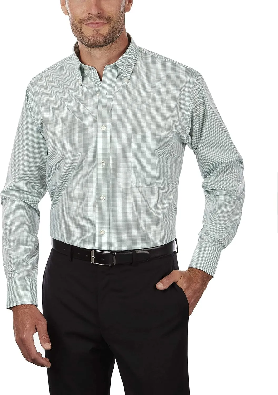 Van Heusen Men's Regular Fit Gingham Button Down Collar Dress Shirt - Amazon Exclusive