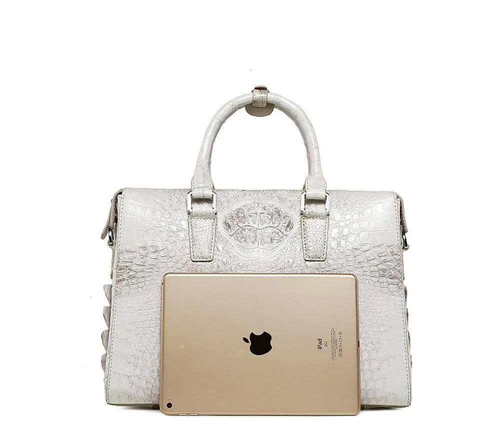 Women's Genuine Crocodile  Leather Briefcase White