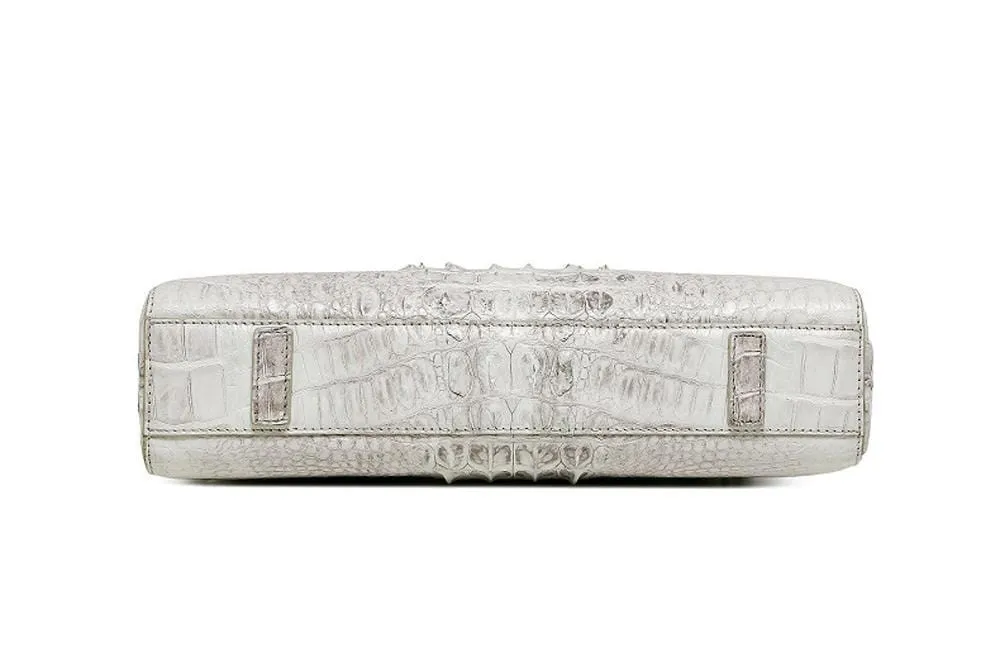 Women's Genuine Crocodile  Leather Briefcase White