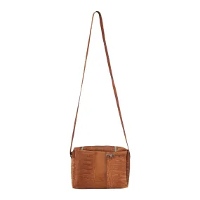 Zip Bag with Strap Raw Leather Caramel